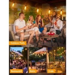 Itopfox 25FT Outdoor String Lights With 10+1 LED Dimmable Waterproof Shatterproof ST38 Retro Edison Bulbs For Balcony Yard, Black -Kitchen Chef GUEST b114ea54 9f76 40d8 8e49 2c6cd2fe66d6