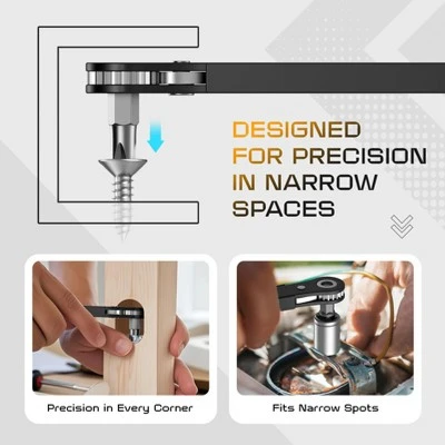 Itopfox Right Angle Ratcheting Screwdriver Set - 90 Degree Offset Mini Ratchet Wrench With Bit Socket For Tight Spaces, Cool Gadgets EDC Gear Tool 8 Itopfox Right Angle Ratcheting Screwdriver Set - 90 Degree Offset Mini Ratchet Wrench With Bit Socket For Tight Spaces, Cool Gadgets EDC Gear Tool - Image 6