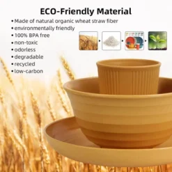 Itopfox Wheat Straw Dinnerware Set, 36-Piece Unbreakable Plates & Bowls, Eco-Friendly & Microwave Safe, Ideal For Camping, Picnics & Home Use -Kitchen Chef GUEST b336365f f144 43fa b30f dcd1ab57cc77
