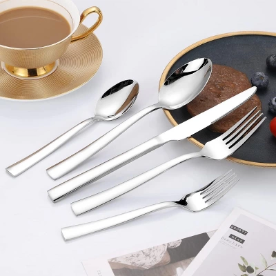 Itopfox Silverware Set For 2, 10-Piece Stainless Steel Flatware Cutlery Set, Square Edge Kitchen Utensil With Knives, Forks, Spoons, Dishwasher Safe 7 Itopfox Silverware Set For 2, 10-Piece Stainless Steel Flatware Cutlery Set, Square Edge Kitchen Utensil With Knives, Forks, Spoons, Dishwasher Safe - Image 5