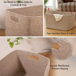 Itopfox Woven Blanket Storage Basket With Handle, Cotton Rope Basket For Organizing, Blanket Basket For Living Room, Toy Basket For Nursery, Brown -Kitchen Chef GUEST b3a3358c b17a 4d2d a7e0 88cf8d8976e0