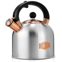 Itopfox Whistling Tea Kettle With Ergonomic Handle - Premium Stainless Steel Stovetop Teapot, Vintage Design With Composite Base, Compatible Silver -Kitchen Chef GUEST b64cc4af ad2f 48ba a886 6ecd930f65ea