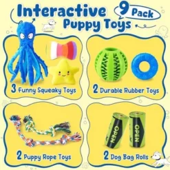 Itopfox 9-Pack Interactive Puppy Dog Toys For Small Dogs, No-Stuffing Squeaky Octopus-Shaped Toy, Cute Plush & Chew Toys For Teething Puppies -Kitchen Chef GUEST b707f109 2f76 470b a353 fa6683e80b7d