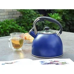 Itopfox Stainless Steel Whistling Tea Kettle With Heat-Resistant Glass Lid & Capsule Bottom, Navy Blue, 2.6 Quart Capacity -Kitchen Chef GUEST b79199e9 f1a6 4a97 ba22 15590379482f