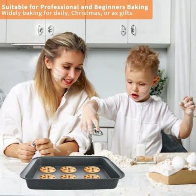 Itopfox 5-Piece Nonstick Bakeware Set With Grey Marble Coating, Carbon Steel Baking Pans For Oven, Includes Round & Square Cake Pan, Muffin Tin 9 Itopfox 5-Piece Nonstick Bakeware Set With Grey Marble Coating, Carbon Steel Baking Pans For Oven, Includes Round & Square Cake Pan, Muffin Tin - Image 7