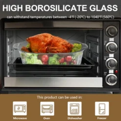 Itopfox 3Qt Glass Casserole Dish With Lid, Ribbed Oval Baking Dish For Oven & Microwave, Clear Lead-Free Covered Cookware, Deep Food Container -Kitchen Chef GUEST b846483d 21ba 45b3 a2d3 2bc99fb3554a