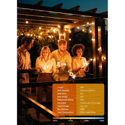 Itopfox Outdoor String Lights, 50FT 25 G40 Bulbs Shatterproof Patio Lights, IP65 Waterproof Dimmable Hanging Connectable Globe LED For Backyard 3 Itopfox Outdoor String Lights, 50FT 25 G40 Bulbs Shatterproof Patio Lights, IP65 Waterproof Dimmable Hanging Connectable Globe LED For Backyard