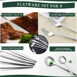 Itopfox 40-Piece Silverware Set For 8 Stainless Steel Flatware Cutlery Set With Knife Spoon & Fork Kitchen Utensils For Home Hotel Wedding Restaurant -Kitchen Chef GUEST b89eb66c 28d1 44f1 9395 5599d3d385ab
