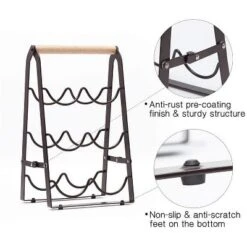 Itopfox Wine Rack, 6 Bottle Wooden Countertop Free Standing Shelf, 3 Tier Bottle Holder Stand For Home Bar Tabletop, Kitchen Storage -Kitchen Chef GUEST b971a1b6 98c5 4c96 b95c 1339bb489046