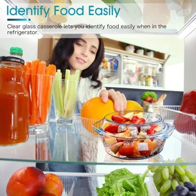 Itopfox Small Round Glass Casserole Dish With Lid, Microwave And Oven Safe Mini Glass Bowl For Cooking And Serving 6 Itopfox Small Round Glass Casserole Dish With Lid, Microwave And Oven Safe Mini Glass Bowl For Cooking And Serving - Image 4