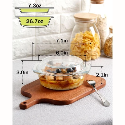 Itopfox Clear Round Glass Casserole With Lid, Microwave & Oven Safe Bakeware, Freezer & Dishwasher Friendly, Easy Grab Baking Dish 3 Itopfox Clear Round Glass Casserole With Lid, Microwave & Oven Safe Bakeware, Freezer & Dishwasher Friendly, Easy Grab Baking Dish