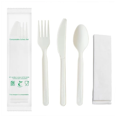 Itopfox Heavy-duty Compostable Cutlery Kits, BPI Certified, 200 Sets (Fork, Spoon, Knife, Napkin) Individually Wrapped, Plant-Based CPLA 8 Itopfox Heavy-duty Compostable Cutlery Kits, BPI Certified, 200 Sets (Fork, Spoon, Knife, Napkin) Individually Wrapped, Plant-Based CPLA - Image 6