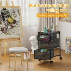 Itopfox Rolling Utility Cart With 3 Drawers, Craft Organizer And Storage With DIY Divider, Lockable Wheels, Multi-Functional Storage For Art Supplies -Kitchen Chef GUEST bb3c5420 7ca6 4ab6 a851 e4b4febe4935