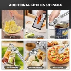 Itopfox 34-Piece Silicone Cooking Utensil Set With Wooden Handles Heat Resistant Kitchen Tools For Nonstick Cookware Includes Spatulas, Spoons, Tongs -Kitchen Chef GUEST bbb8e1bd aee5 46dc 80d7 971422fc4faf