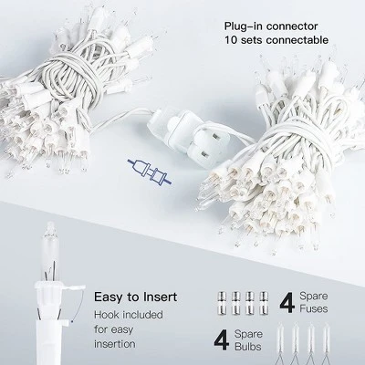 Itopfox 2-Pack 50-Count Clear Christmas Lights With White Wire, Warm White Mini String Lights For Holiday, Xmas Tree, Party, Wedding, Decorations 4 Itopfox 2-Pack 50-Count Clear Christmas Lights With White Wire, Warm White Mini String Lights For Holiday, Xmas Tree, Party, Wedding, Decorations - Image 2