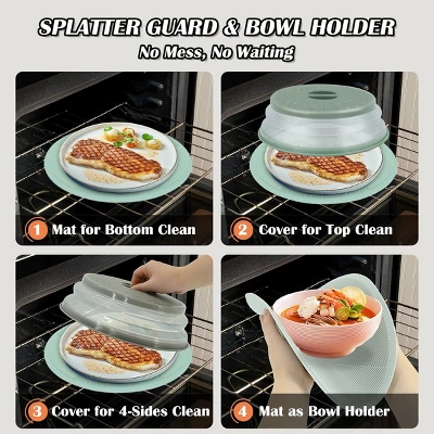 Itopfox 2 In 1 Silicone Microwave Splatter Cover & Mat, Multi-use Kitchen Trivet, Pot Holder, Drying & Baking Pad, Utensil Rest, Counter Protector 4 Itopfox 2 In 1 Silicone Microwave Splatter Cover & Mat, Multi-use Kitchen Trivet, Pot Holder, Drying & Baking Pad, Utensil Rest, Counter Protector - Image 2