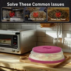 Itopfox Collapsible Microwave Splatter Cover With Vent Holes, Foldable Lid For Dishes & Bowls, Multi-Use Kitchen Splatter Guard & Colander (Purple) -Kitchen Chef GUEST bce213d5 9ed9 4bfb aec5 3b4cbe20f6a8