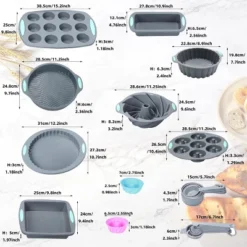 Itopfox 49-Piece Silicone Bakeware Set, Heat-Resistant Nonstick Baking Pans For Cake, Bread, Muffin, Includes Measuring Cups & Spoons, Light Grey -Kitchen Chef GUEST bdaae813 2f14 414e a2ca 04af4cf57b24