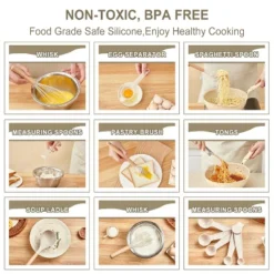 Itopfox Kitchen Utensils Set - 34 PCS Non-Stick Silicone Cooking Tools With Wooden Handle, Kitchen Gadgets For Nonstick Cookware (Cream White) -Kitchen Chef GUEST bdfaa1fd e275 4907 905d b0508ccba7dd