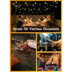 Itopfox 38Ft Outdoor String Lights With Remote & 15 Shatterproof LED Bulbs - Waterproof Patio Hanging Lamps For Porch Balcony Bistro Cafe -Kitchen Chef GUEST be0d9501 d0d7 4abf b890 9955b0c9e364