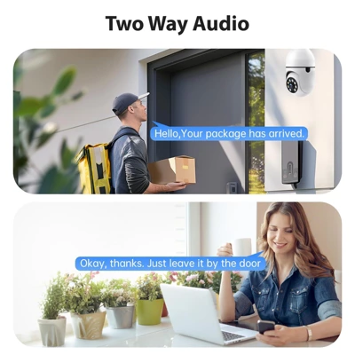 Itopfox 2K Light Bulb Security Camera With 5G&2.4G WiFi, 360°PTZ Coverage, Color Night Vision, Two-Way Talk, Motion Detection For Indoor/Outdoor Home 10 Itopfox 2K Light Bulb Security Camera With 5G&2.4G WiFi, 360°PTZ Coverage, Color Night Vision, Two-Way Talk, Motion Detection For Indoor/Outdoor Home - Image 8