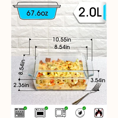 Itopfox Square Glass Baking Dish With Lid, Microwave, Oven & Dishwasher Safe Bakeware For Casseroles, Desserts & More 4 Itopfox Square Glass Baking Dish With Lid, Microwave, Oven & Dishwasher Safe Bakeware For Casseroles, Desserts & More - Image 2