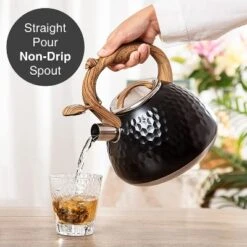 Itopfox Tea Kettle With Wood Handle, Loud Whistling Stainless Steel Teapot For Stovetops, Diamond Design, 2.7-Quart Black -Kitchen Chef GUEST bff70d1d d238 4510 a4ac 5e59007eccbd