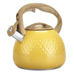 Itopfox Stovetop Teapot With Loud Whistle, Food Grade Stainless Steel And Smooth Wood Handle, Elegant Yellow Design For Tea, Coffee, Hiking, Picnic -Kitchen Chef GUEST c026ba33 4a98 4b3a 93a0 520d306d36ba