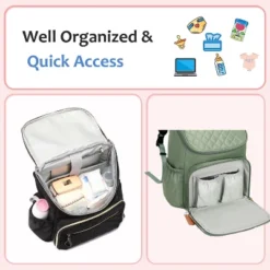 Itopfox Large Capacity Water-Resistant Diaper Backpack With Insulated Pockets, Stroller Buckle, Anti-Theft Design, Green Nylon -Kitchen Chef GUEST c17b13c4 f6fc 4f82 91d7 186d1989ee02