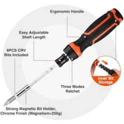 Itopfox 9-in-1 Ratcheting Screwdriver Set With Adjustable Length High-Strength Bits Phillips, Slotted, Torx, Hex, Nut Driver For Various Applications -Kitchen Chef GUEST c33343ae 5f7f 407b ba84 ddcfcd8566e4