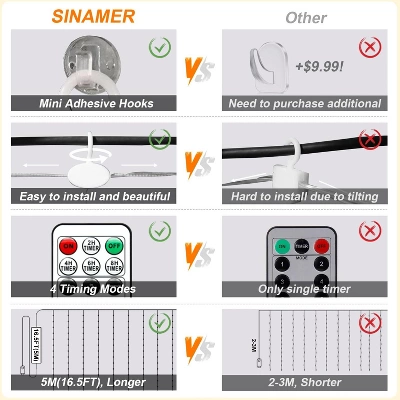 Itopfox Warm White LED Fairy Curtain String Lights With Remote Control For Wedding, Party, Home, Garden, Indoor Decorations 4 Itopfox Warm White LED Fairy Curtain String Lights With Remote Control For Wedding, Party, Home, Garden, Indoor Decorations - Image 2