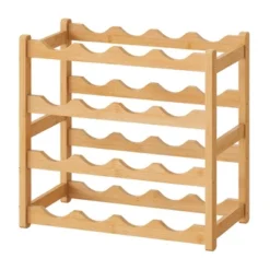 Itopfox Bamboo Wine Rack Storage Cabinet Shelf For 16 Bottles, Countertop Sturdy Kitchen Dining Room Pantry - 4 Tiers (Natural) -Kitchen Chef GUEST c3e59afc 8939 43d7 90cb 23e437e76cbd