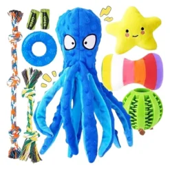 Itopfox 9-Pack Interactive Puppy Dog Toys For Small Dogs, No-Stuffing Squeaky Octopus-Shaped Toy, Cute Plush & Chew Toys For Teething Puppies -Kitchen Chef GUEST c4baec43 b8c4 4a5f 989f 882584eee32d