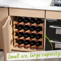 Itopfox Bamboo Wine Rack Storage Cabinet Shelf For 16 Bottles, Countertop Sturdy Kitchen Dining Room Pantry - 4 Tiers (Natural) -Kitchen Chef GUEST c52dc0ff 1ad4 44d5 ad21 20b081bffd66