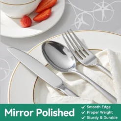 Itopfox 49-Piece Stainless Steel Silverware Set With Cutlery Organizer, Service For 8 With Steak Knives And Kitchen Utensils