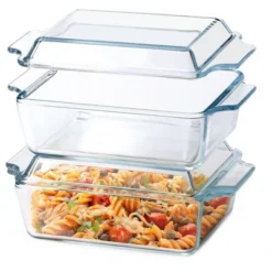 Itopfox Set Of 2 Glass Casserole Dishes With Lids, Oven Safe Rectangular Baking Dishes For Cooking, Roasting, And Serving Meals -Kitchen Chef GUEST c73b8cb4 9394 4a78 9869 64f69131393c