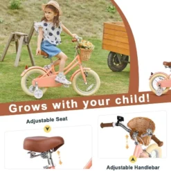 Itopfox Retro Cruiser Girls Bike For Children Ages 3-5 Years Old, Kids Bicycle With Wicker Basket & Training Wheels, Peach -Kitchen Chef GUEST c7dc5336 ae2e 4b32 a3f1 0f2477da53ab