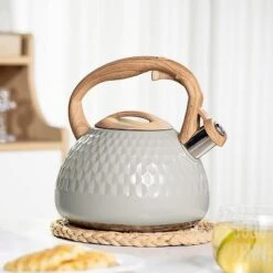 Itopfox Tea Kettle With Wood Pattern Handle, Loud Whistle, Food Grade Stainless Steel, Anti-Hot Handle, Rust-Resistant, Suitable For All Heat Sources -Kitchen Chef GUEST c9267fd6 2a07 4c39 8c00 a4759a222aca