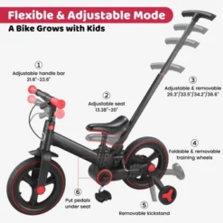 Itopfox 6-in-1 Foldable Toddler Bike With Push Handle, Training Wheels & Pedals For Kids 18-60 Months Adjustable Balance Bike For Boys & Girls -Kitchen Chef GUEST c96e0cac 71de 4230 a2e6 21fd3a459c75