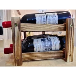 Itopfox 8-Bottle Wine Rack - Premium Carbonized Pine Wood, Two-Tier Countertop Design For Kitchen, Dining Room Or Bar -Kitchen Chef GUEST ca52c953 2f38 4740 a030 6d31533d2fb4