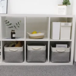 Itopfox Set Of 3 Large Fabric Storage Baskets, Collapsible Canvas Bins For Organizing Closet, Nursery, Toys, Clothes, Shoes - White & Grey -Kitchen Chef GUEST ca73723a 5c6f 4de3 9c7a 267f79b46947