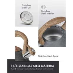 Itopfox Tea Kettle, 2.7 Quart With Wood Pattern Handle Loud Whistle Food Grade Stainless Steel Anti-Hot Handle Anti-Rust Finish Suitable For All Heat -Kitchen Chef GUEST cab2992e b7b2 4e1e 8489 d818f7e587f6