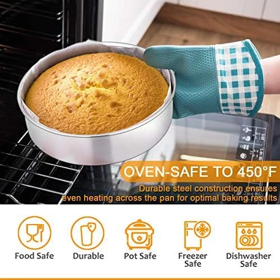 Itopfox Stainless Steel Bakeware Set, 9-Piece For Cake Cookie Loaf Muffin, Includes Round Square Rectangle Pans With Lid & Rack, Dishwasher Safe 4 Itopfox Stainless Steel Bakeware Set, 9-Piece For Cake Cookie Loaf Muffin, Includes Round Square Rectangle Pans With Lid & Rack, Dishwasher Safe - Image 2