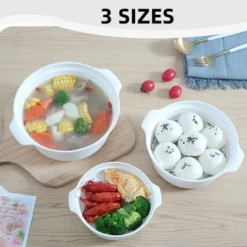 Itopfox 3-Piece Microwave-Safe Bowl Set With Lids & Steamer Rack, BPA-Free Soup & Ramen Cookware For Kitchen, Office, Dorm - Nesting Design -Kitchen Chef GUEST cc4989c9 08ea 4ee2 aab8 0219e086c688