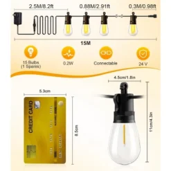 Itopfox Outdoor String Lights With Remote Control, 50Ft Waterproof Dimmable LED Patio Lighting, 15 Edison Bulbs For Backyard, Garden, Gazebo -Kitchen Chef GUEST cf078afb 47f7 470a 8e12 6002b9f86f9e