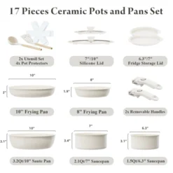 Itopfox Ceramic Nonstick Cookware Set, Healthy Non Toxic 17-Piece Pots And Pans With Removable Handles, Induction Safe, Dishwasher & Oven Safe, PFAS -Kitchen Chef GUEST cf6cc9b4 3149 4fbf b4ba 0f3fbc8cdeec