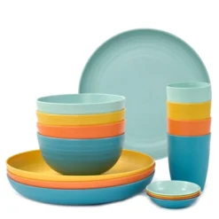 Itopfox Wheat Straw Dinnerware Set-16 Unbreakable Plates, Bowls, Cups & Sauce Dishes, Microwave & Dishwasher Safe For Kitchen, Parties & Camping -Kitchen Chef GUEST cf74c213 e8b5 4ee5 a72f b66700bfec2f