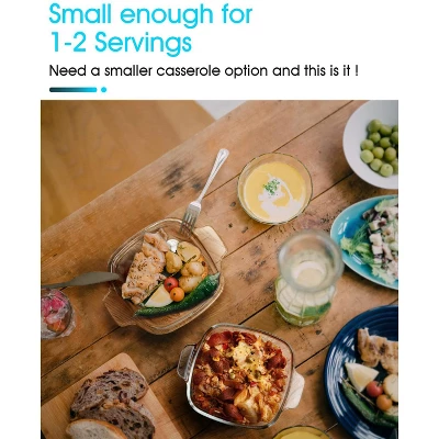 Itopfox 1 Quart Glass Square Casserole Dish With Lid, Mini Baking Dish For Single Serving, Microwave & Oven Safe, Deep Design For Spill Prevention 6 Itopfox 1 Quart Glass Square Casserole Dish With Lid, Mini Baking Dish For Single Serving, Microwave & Oven Safe, Deep Design For Spill Prevention - Image 4