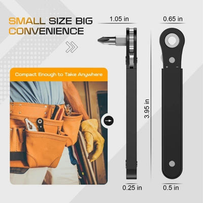 Itopfox Right Angle Ratcheting Screwdriver Set - 90 Degree Offset Mini Ratchet Wrench With Bit Socket For Tight Spaces, Cool Gadgets EDC Gear Tool 5 Itopfox Right Angle Ratcheting Screwdriver Set - 90 Degree Offset Mini Ratchet Wrench With Bit Socket For Tight Spaces, Cool Gadgets EDC Gear Tool - Image 3