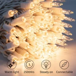 Itopfox 50 Warm White Christmas Lights, Clear Mini Incandescent Lights On White Wire, String Lights For Indoor Outdoor Holiday Decorations